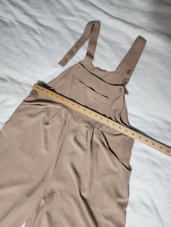 Wide-Leg Khaki Overalls Jumpsuit - Casual Women's - Picture 9 of 9